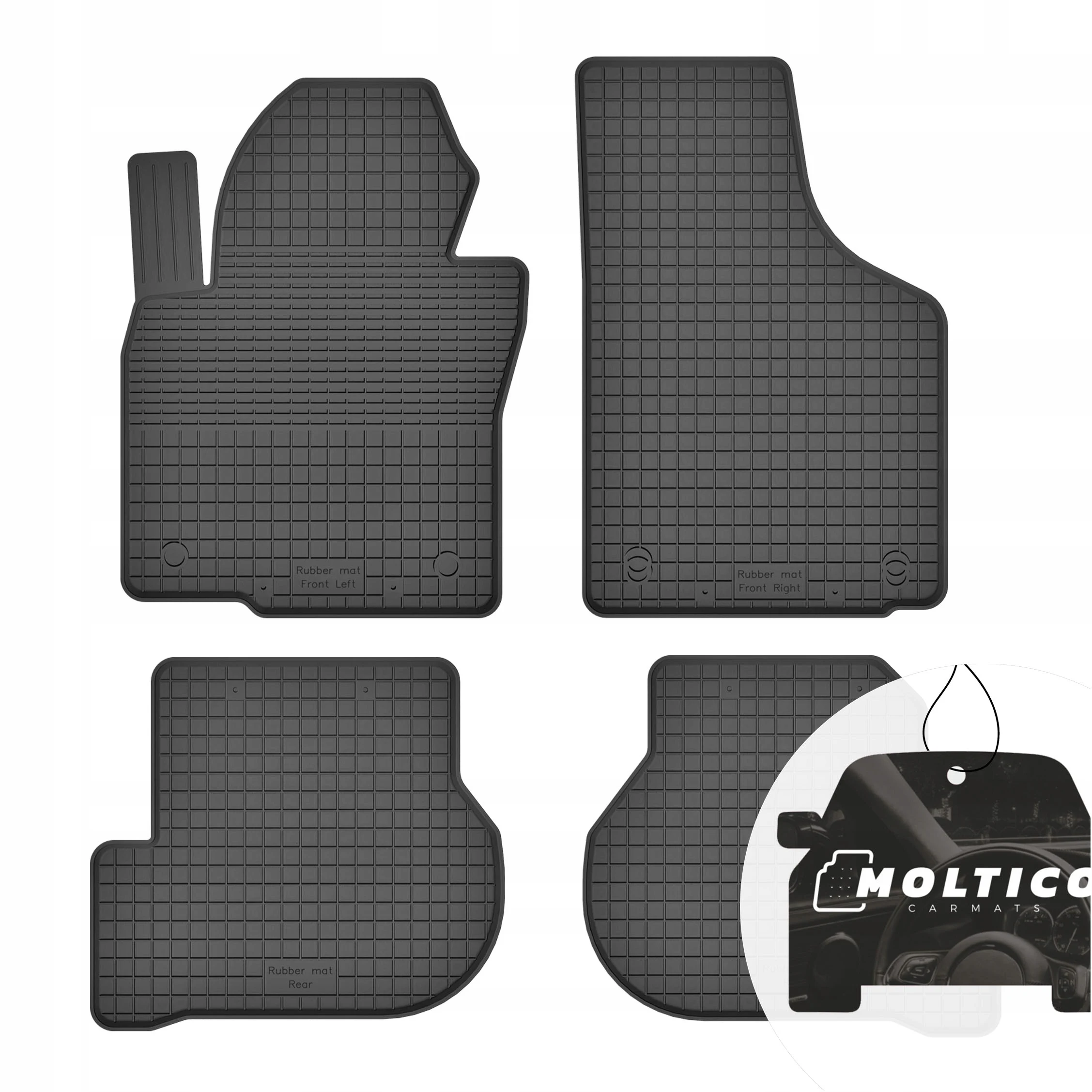 Rubberen matten, geschikt voor Volkswagen Golf V, bouwjaar 2003-2008, set inclusief rand.