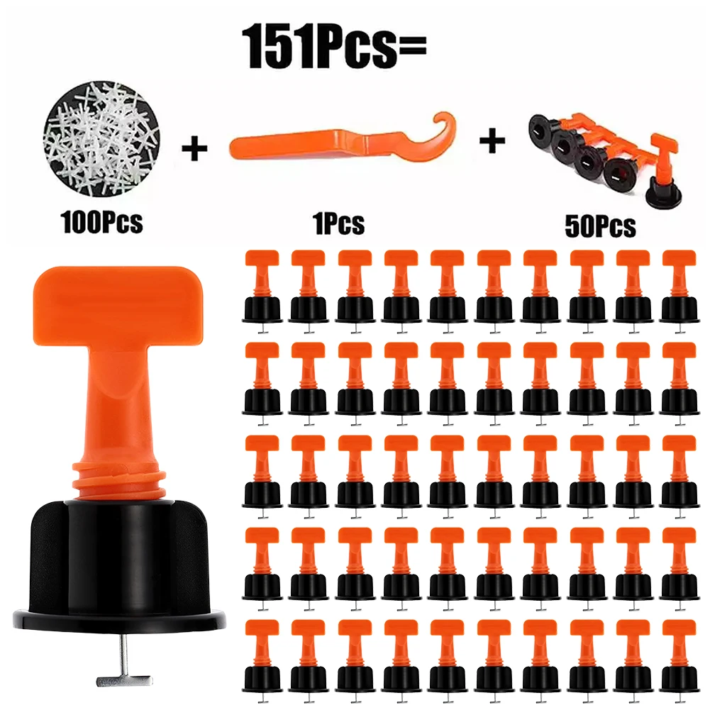 151Pcs Tile Laying Level Wedges Alignment Spacers Reusable Tile Laying Leveler Spacer Replaceable Needle Pin Wedge Crossers Tool