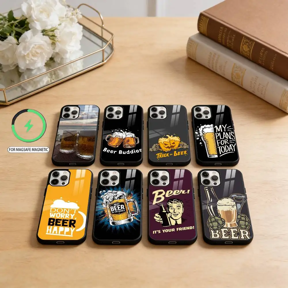 

B-Beer A-Alcohol Phone Case For iPhone17,16,15,14,13,12,11 Plus,Pro Max Magnetic For Magsafe Wireless Charging