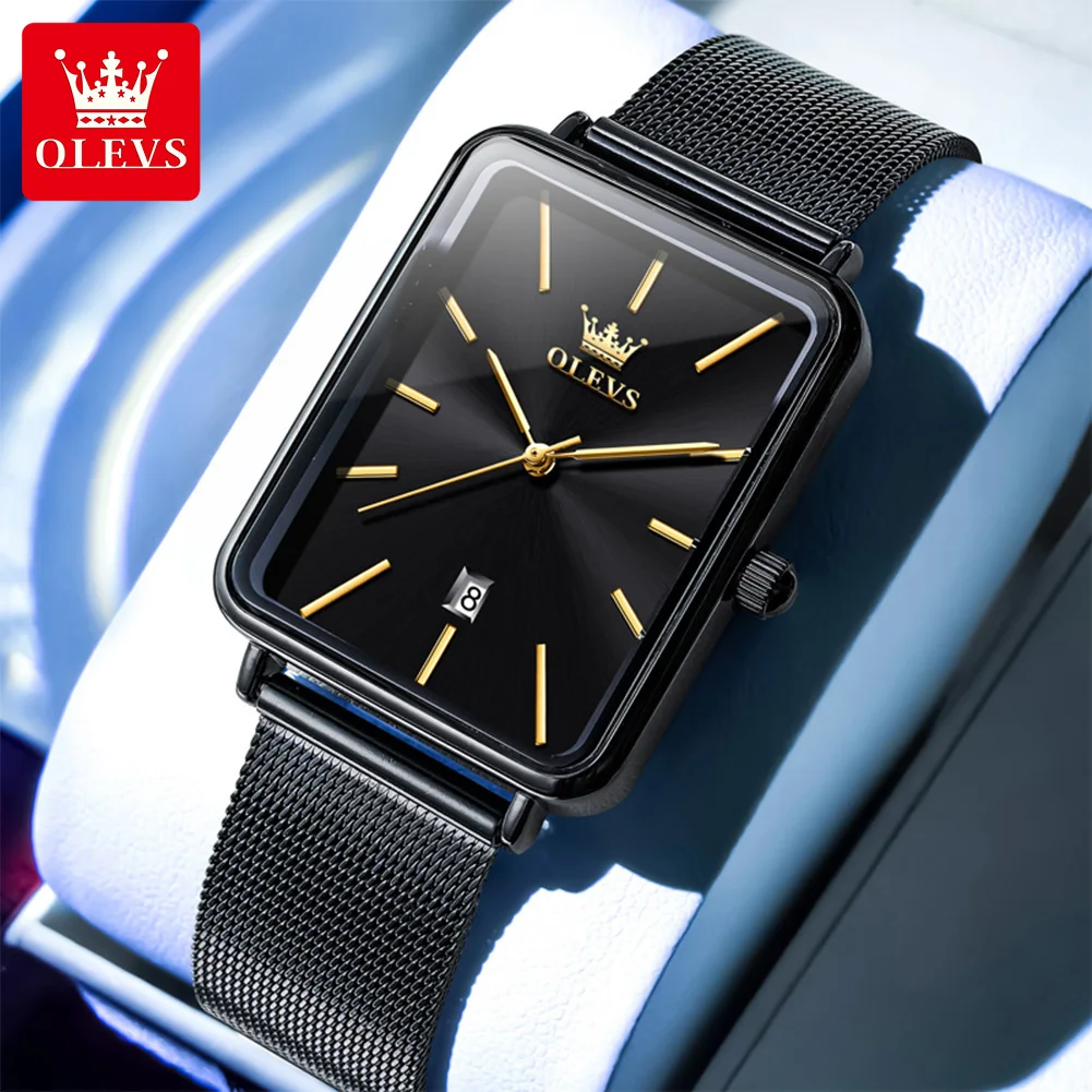 OLEVS 3692 Watch Man Date Square Quartz Watch Waterproof Luminous Milani Steel Strip Watches For Men Gifts Original Reloj
