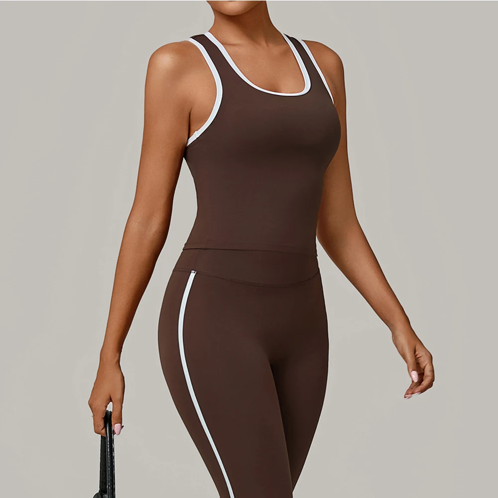 2 قطعة ملابس رياضية نسائية ملابس لليوجا اللياقة البدنية مجموعة تنفس أكتيفيوير مثير الرياضة الصدرية عالية الخصر طماق مجموعة #4