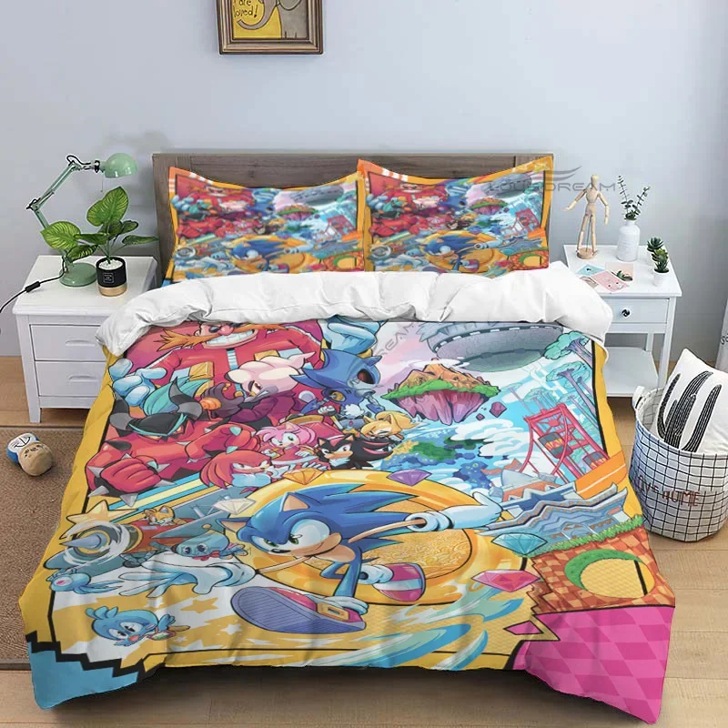 Imagem -02 - Cartoon Game Animais Padrão Comforter Bedding Grupo Capa de Edredão Conjunto de Cama Quilt Cover Fronha King And Queen Size 3d