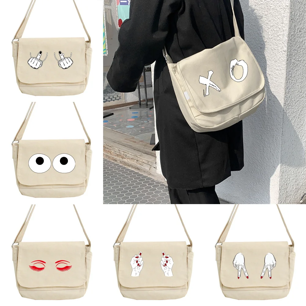 Sac messager japonais multifonction Harajuku pour jeunes femmes, sacoche Portable à une épaule avec motifs de poitrine