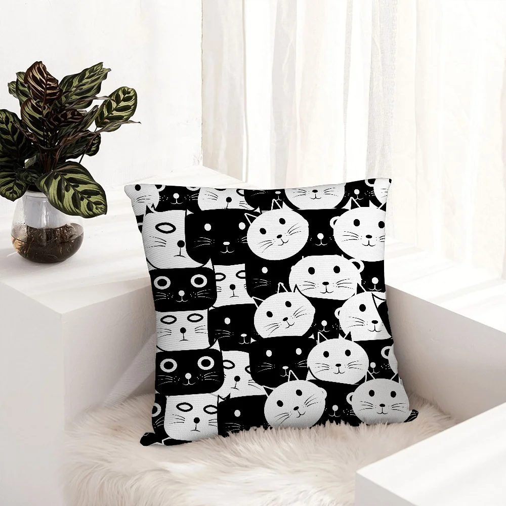 

Cute Cat Pillow Case Plush Fabric Soft Pillowcase Double Sided Print Sofa Cushion Cover Throw Pillow Covers