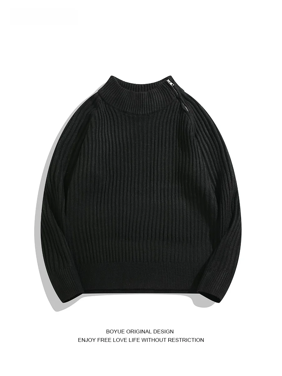 

BOYUE Autumn Winter Zipper f High Ne ex Knitted Sweater Thermal Base Layer irt Heavyweight Color Men's Women's