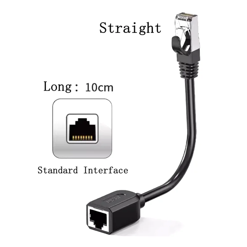 10CM CAT6 Ethernet Extension Cable, 6 RJ45 Plug To Jack Shielded LAN Network Jumper with Gold-plated Plug for Router Modem TV PC