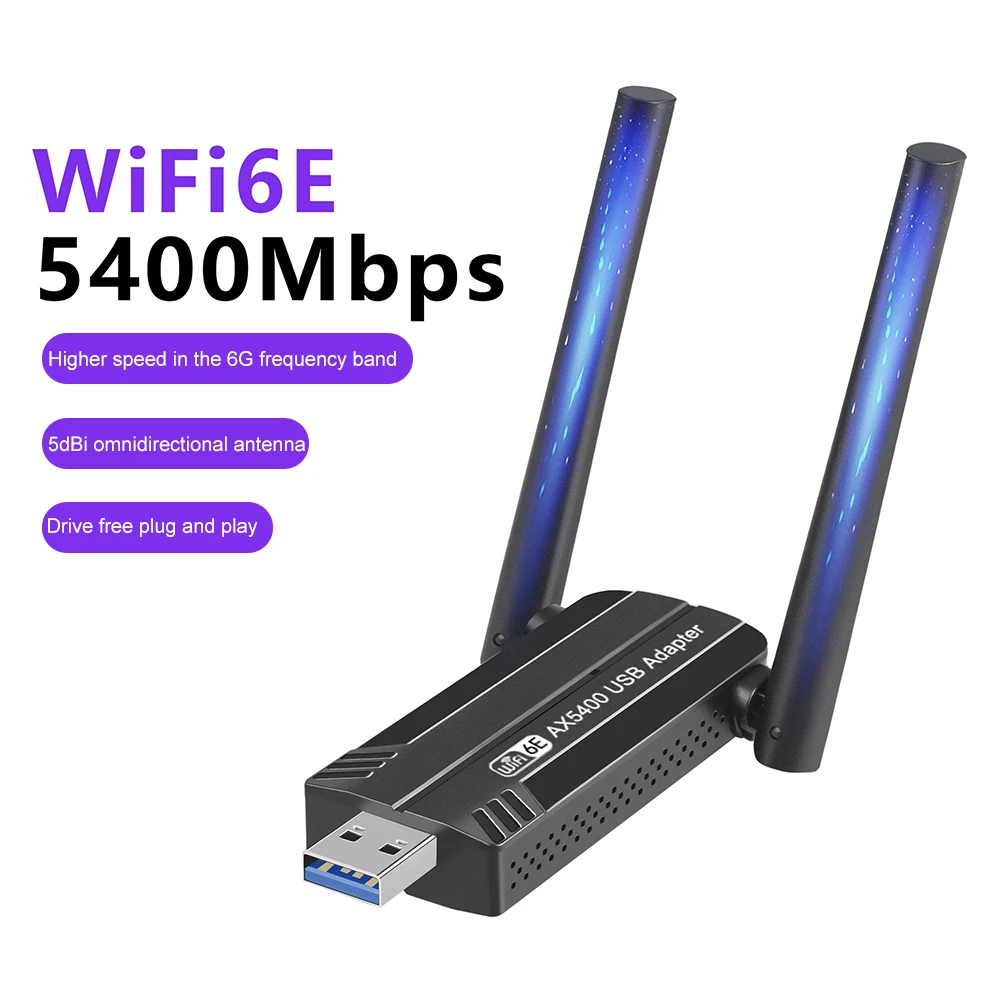 

WiFi6E USB3.0 WiFi Adapter AX3000 Tri-Band 2.4G/5G/6GHz Wireless Network Card WiFi Dongle Wlan Receiver For Win10/11