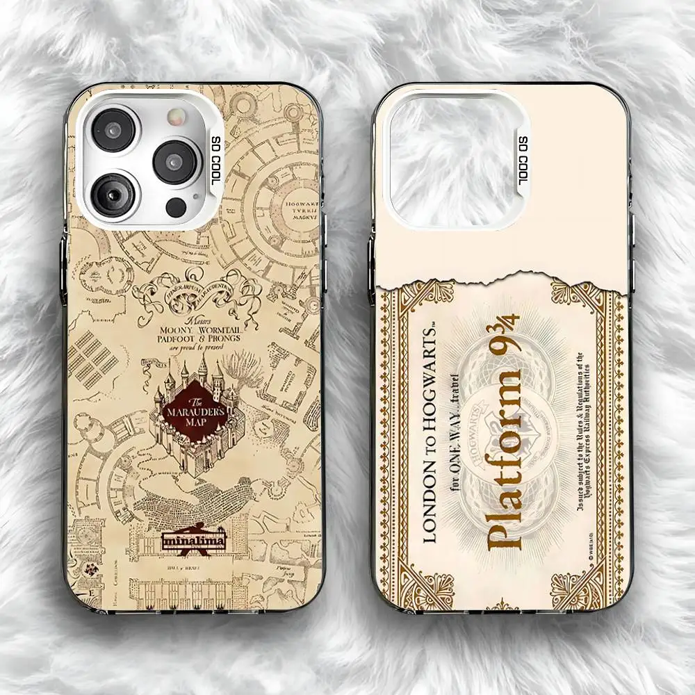 

Ticket The M-Marauders M-Map Phone Case For iPhone 16,15,14,13,12,11,Pro,Max,Plus,Mini,SE Anti Fall Gray White Matte Hard Bumper