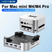 Acasis Mac Mini estación de acoplamiento USB C Hub con carcasa SSD M.2 NVMe de doble bahía 10Gbps USB-A divisor SD y TF para Mac Mini M4 Pro