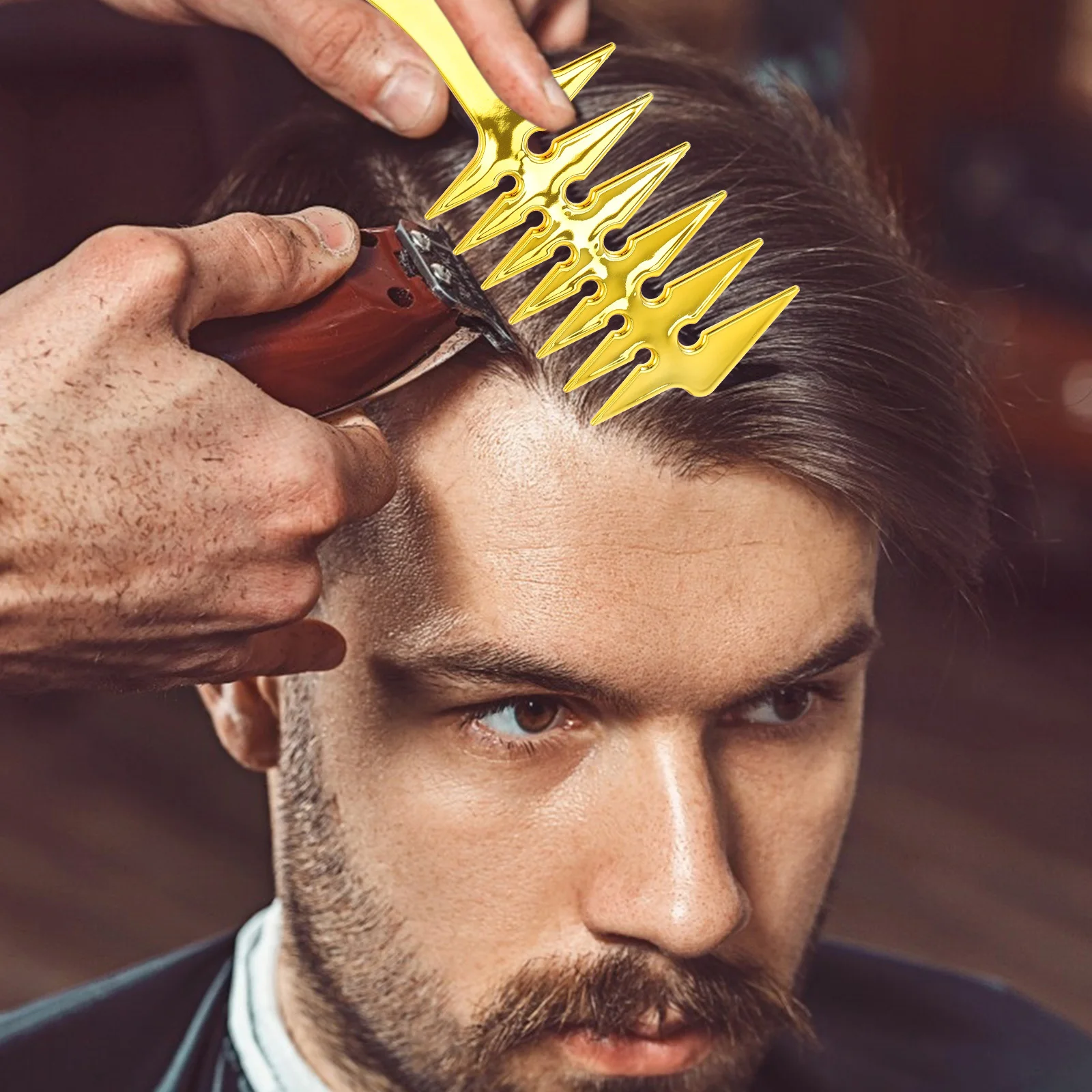 

1pc Wide Tooth Styling Comb For Men Durable Hair Salon Supply Golden Smooth Teeth Thick Scalp Massage Portable Oil Hairdressing