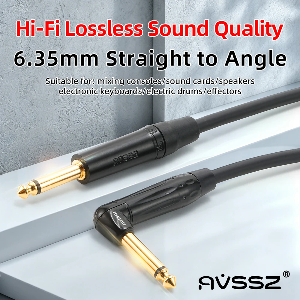 AVSSZ 0.5-8m Electric Guitar Pro Audio Cables DIY Welding 6.35 to 6.35 Anti-Noise Line, Jack 1/4