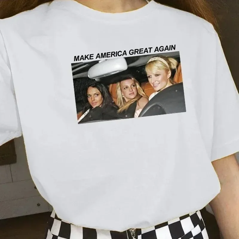 

Смешные футболки Britney Make America Great опять, летние новые стильные футболки Unsiex Trip из хлопка, модная футболка, Летние повседневные топы