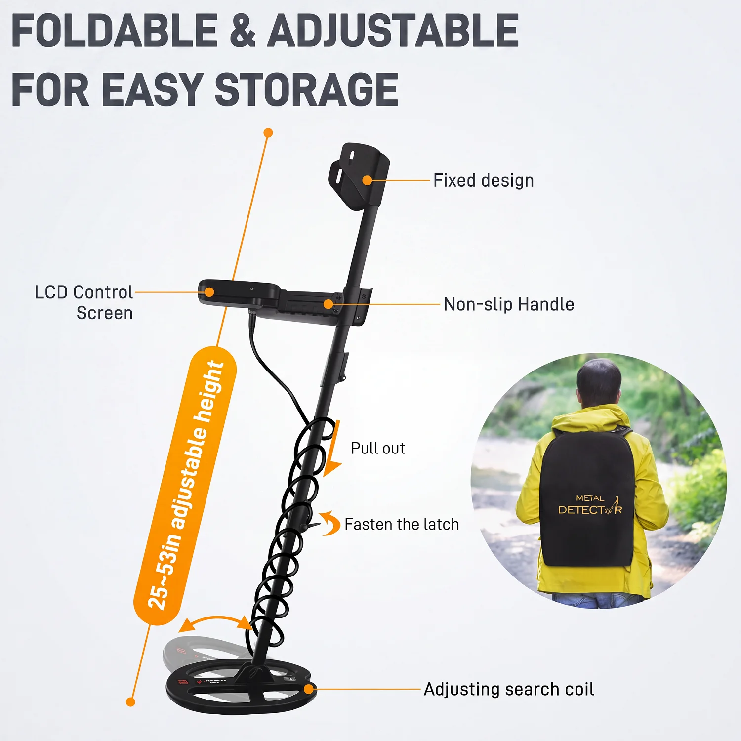 DIHO H30 Metal Detector for Adults Professional 4000mAh Rechargeable, Waterproof DD Coil, Up To 16 Inch Depth, 5 Detection Modes and Pinpoint