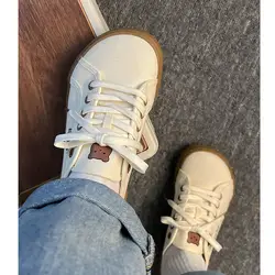 Solid Color ladies shoes Round Wide Toe Women's Vulcanize Shoes JK Stylish Canvas Sneakers Flat Tennis Female Sneaker Woman