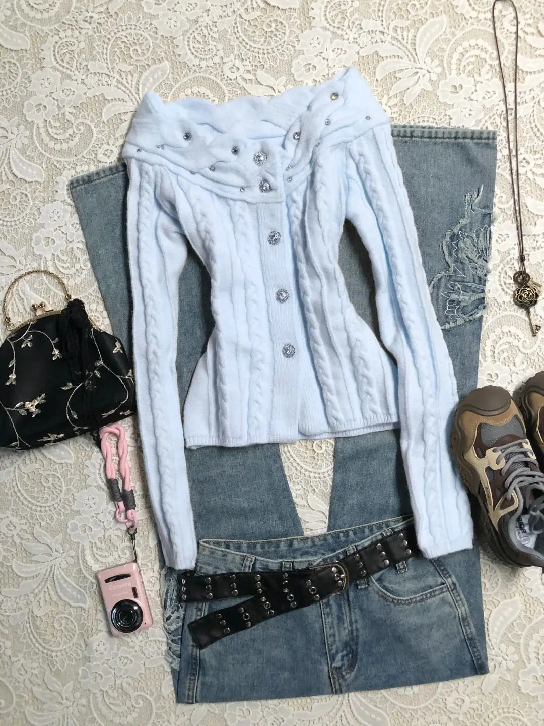 

Sweet Pullover Sexy Y2k Off Shoulder Punk 90s Vintage Harajuku Korea Woman Clothes Winter Warm Hot Girl Slim Knitted Elegant Emo