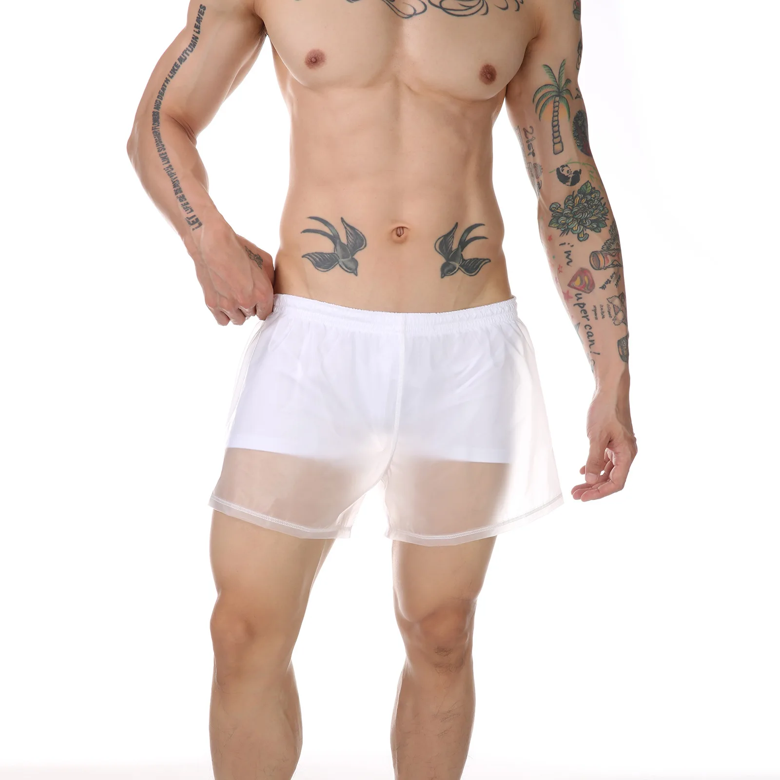 Men's sexy Underwear Transparent See-Through Boxers PVC Waterproof Men Beach Shorts Surf Beach Pants Men's swimwear