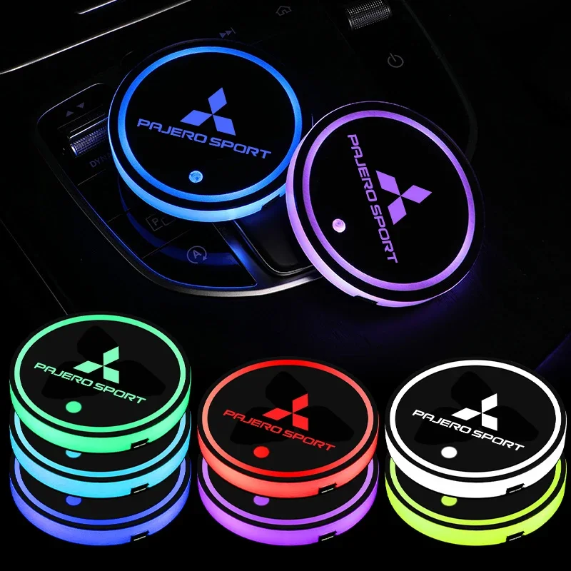 

Universal LED Cup Coaster USB Rechargeable Car Interior Decoration Items for Mitsubishi Triton L200 Pajero Sport