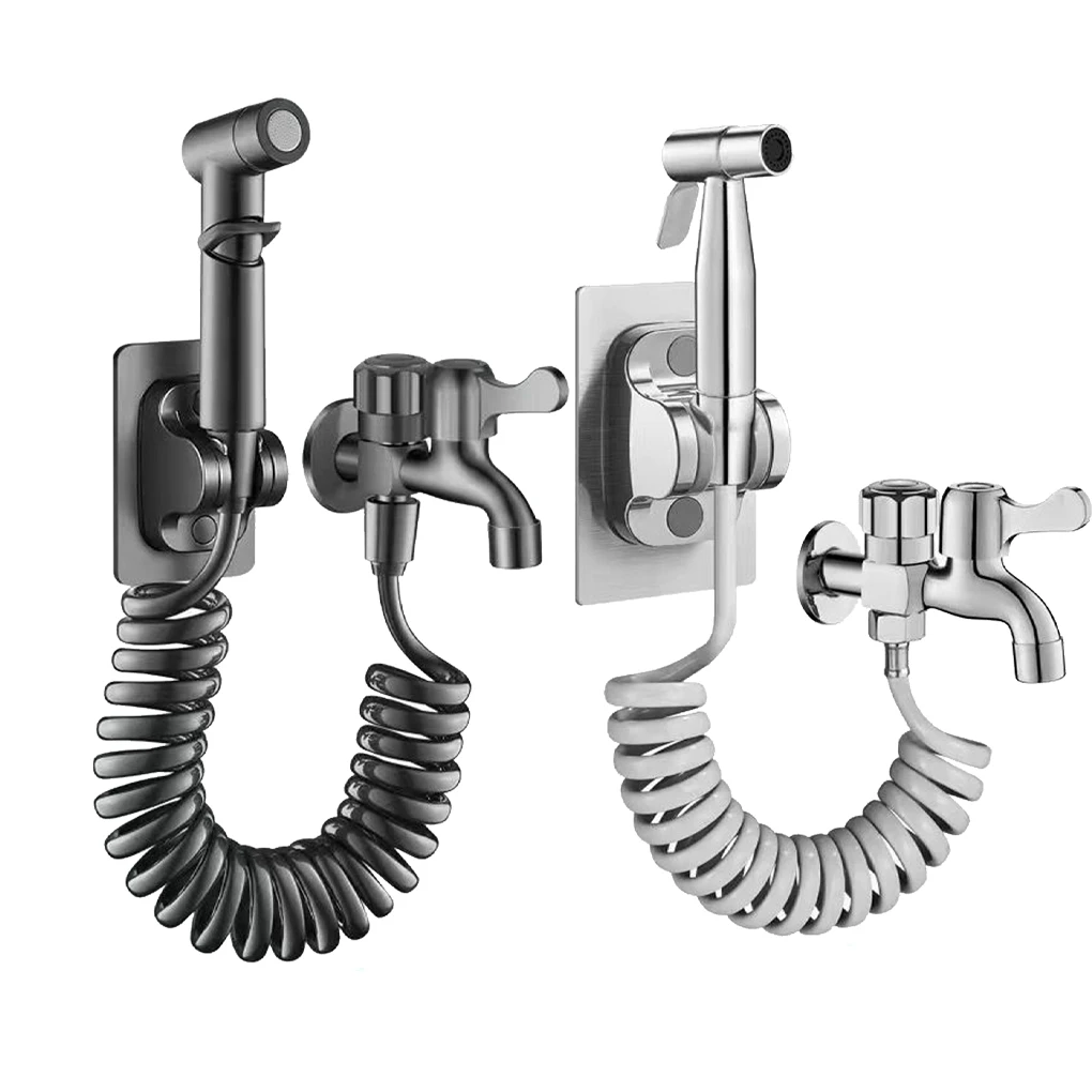 

New Dual Outlet Brass Faucet with High-Pressure Spray Gun Kit for Sink/Bidet/Mop Pool - Anti-Leak Outdoor Water Tap & Hose