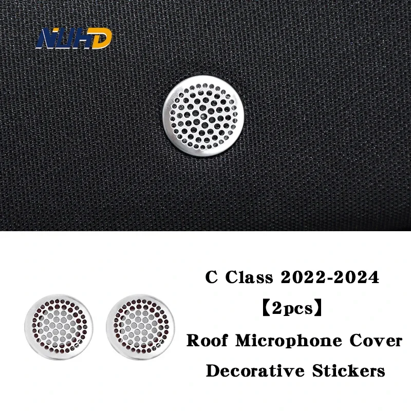 Car Central Control Microphone Horn Cover Sequins Trim Decorative Sticker For Mercedes-Benz C Class 2022-24 Interior Accessories