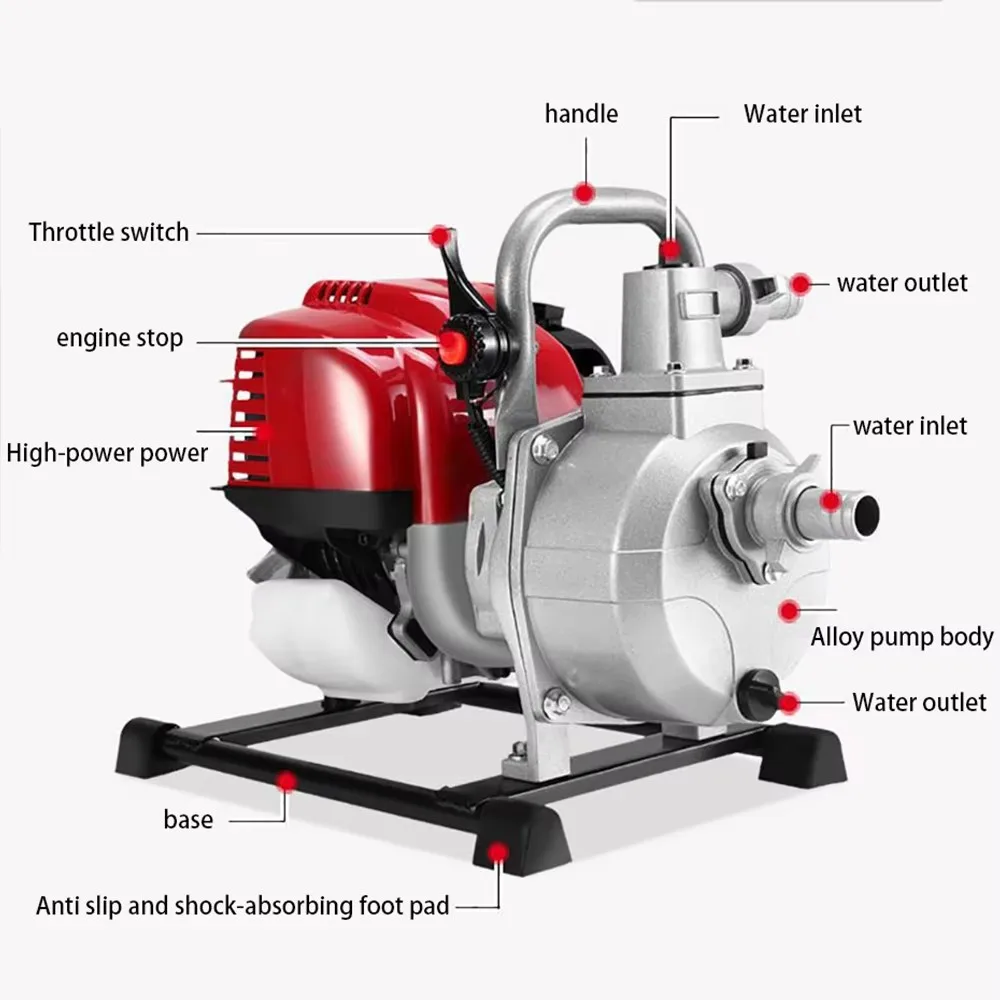 Gasoline Engine Water Pump Four Stroke Booster Pump Agricultural Irrigation Household High-Pressure Gasoline Self-Priming Pump