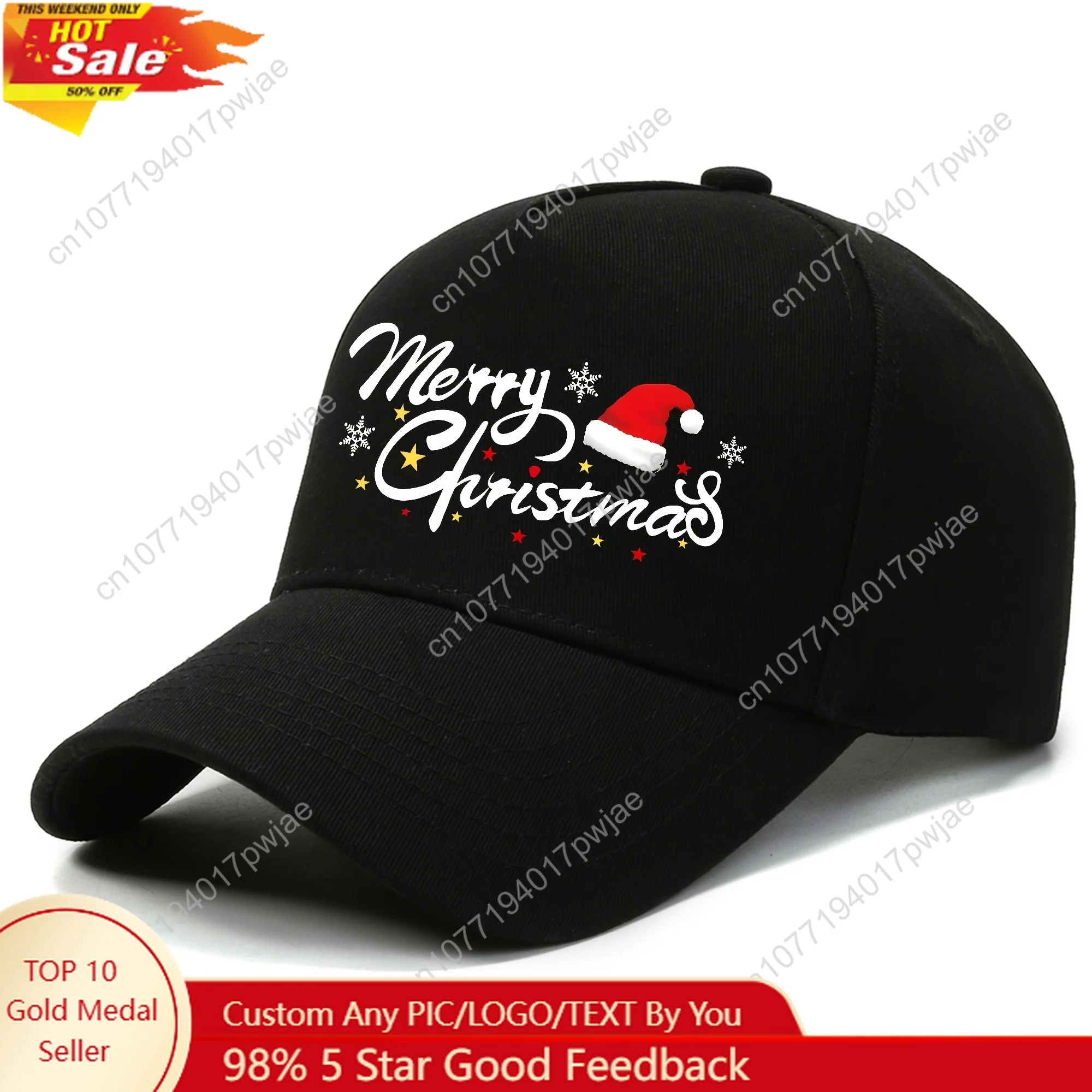 

[Merry Christmas Cap] Merry Christmas Baseball Cap | 1pc Embroidered 100% Polyester Adjustable Soft Top Sun Protection Hat for M