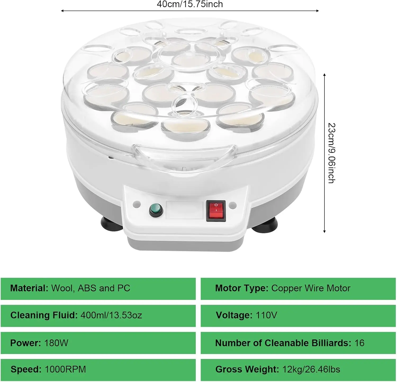 자동 당구 공 클리너, 110V, 180W, 연마 세탁기, 자동 당구 공 클리너