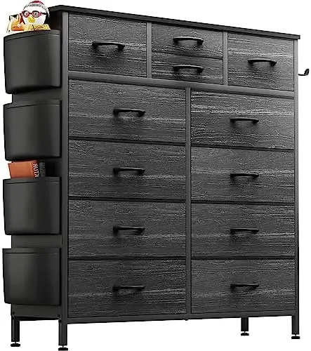 

Dresser for Bedroom with 12 Drawers, Tall Dresser Chest of Drawers with Side Pockets and , Fabric Dresser Tower for Closet, Hal