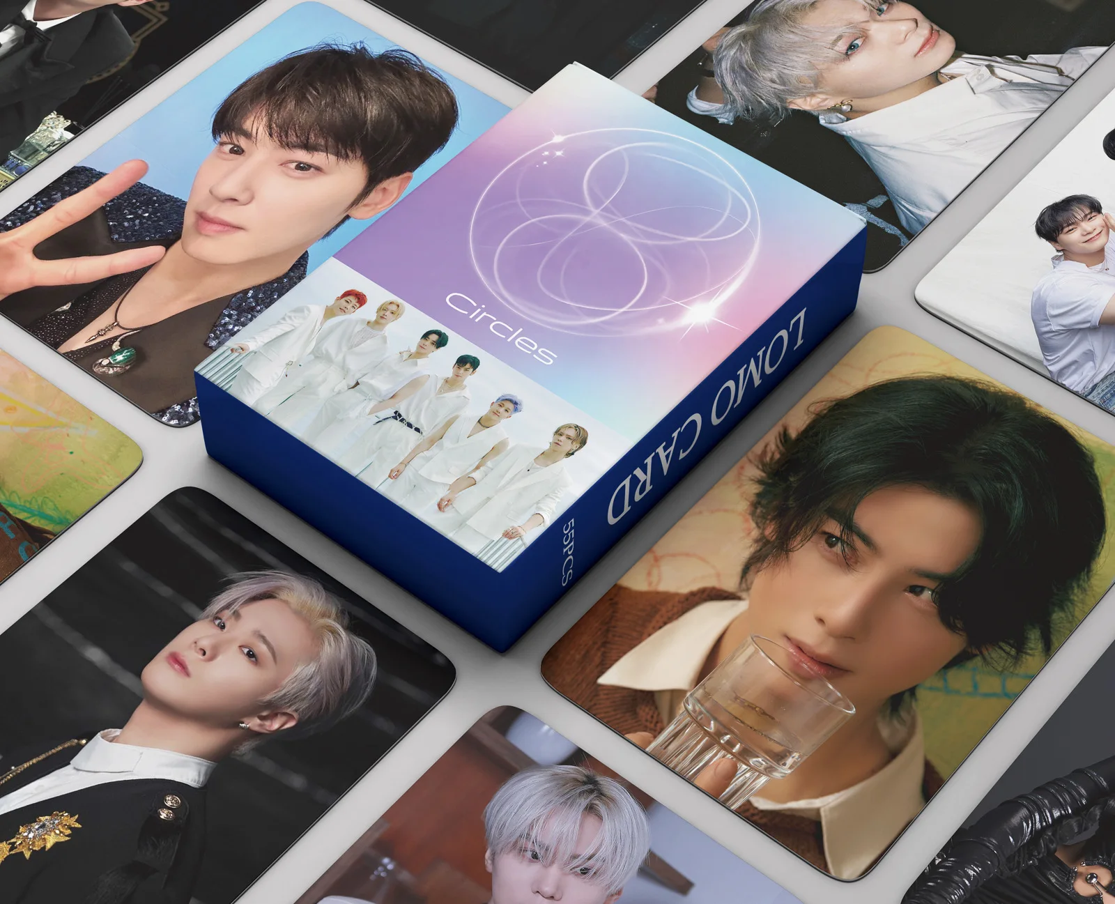 

Kpop ASTRO The 8th Anniversary Boxed Card 55pcs/Set High Quality HD Photo Double Sides Printing Korean Style LOMO Card Fans Gift