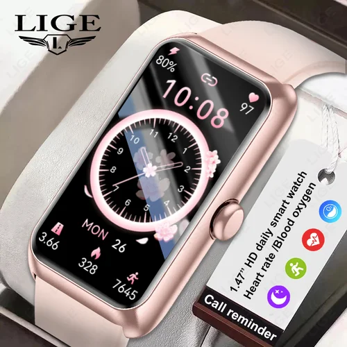 LIGE, nuevo reloj inteligente a la moda para mujer, recordatorio de llamadas, oxígeno en sangre, pulsera deportiva con esfera personalizada DIY, reloj inteligente resistente al agua para hombres y mujeres