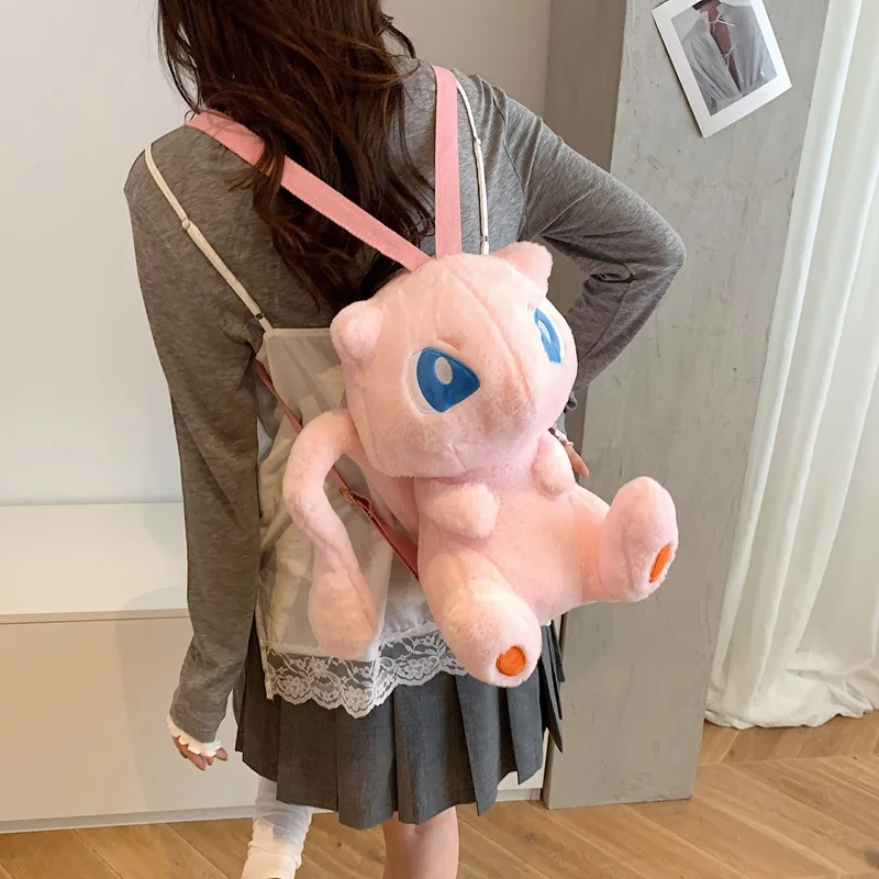 Cartoon Mew Sylveon Plüsch-Rucksack, weiche, flauschige, gefüllte Raichu-Umhängetasche für Studenten, tägliche Reiseaufbewahrung, Dekoration, Fans-Geschenke – Detail 6