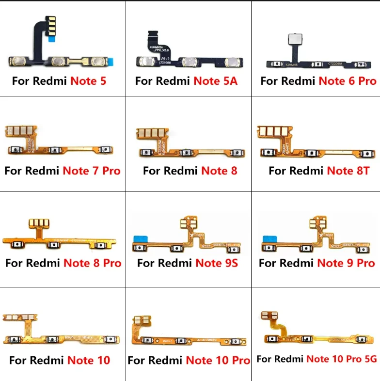 60 قطعة ، تشغيل وإيقاف حجم الجانب زر مفتاح فليكس ل Redmi ملاحظة 5 6 7 8 8T 9 9S 10 10S 10T 12S 11 12 13 14 11E Pro 4G 5G Plus