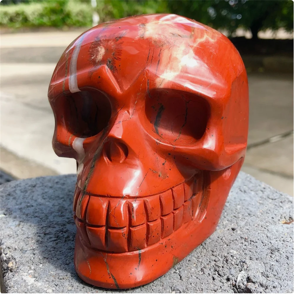 Natural red jade quartz skull hand carved crystal skull restoration