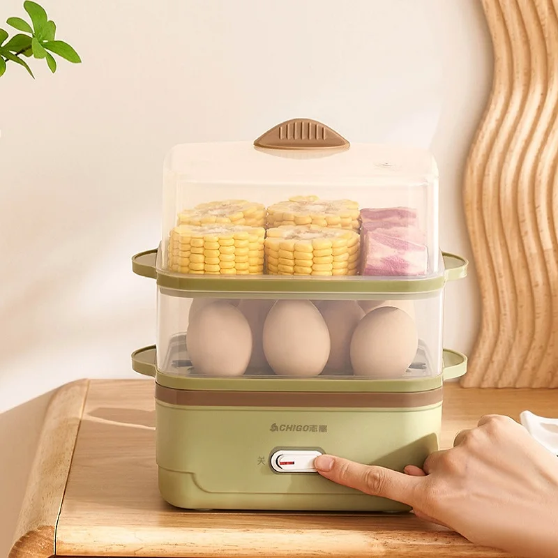 350 W Eierkocher, mehrschichtig, für Schlafsaal/Zuhause, Frühstücksmaschine, Multifunktions-Ei-Dampftopf mit heißer Quelle, automatische Abschaltung, Eierdampfer