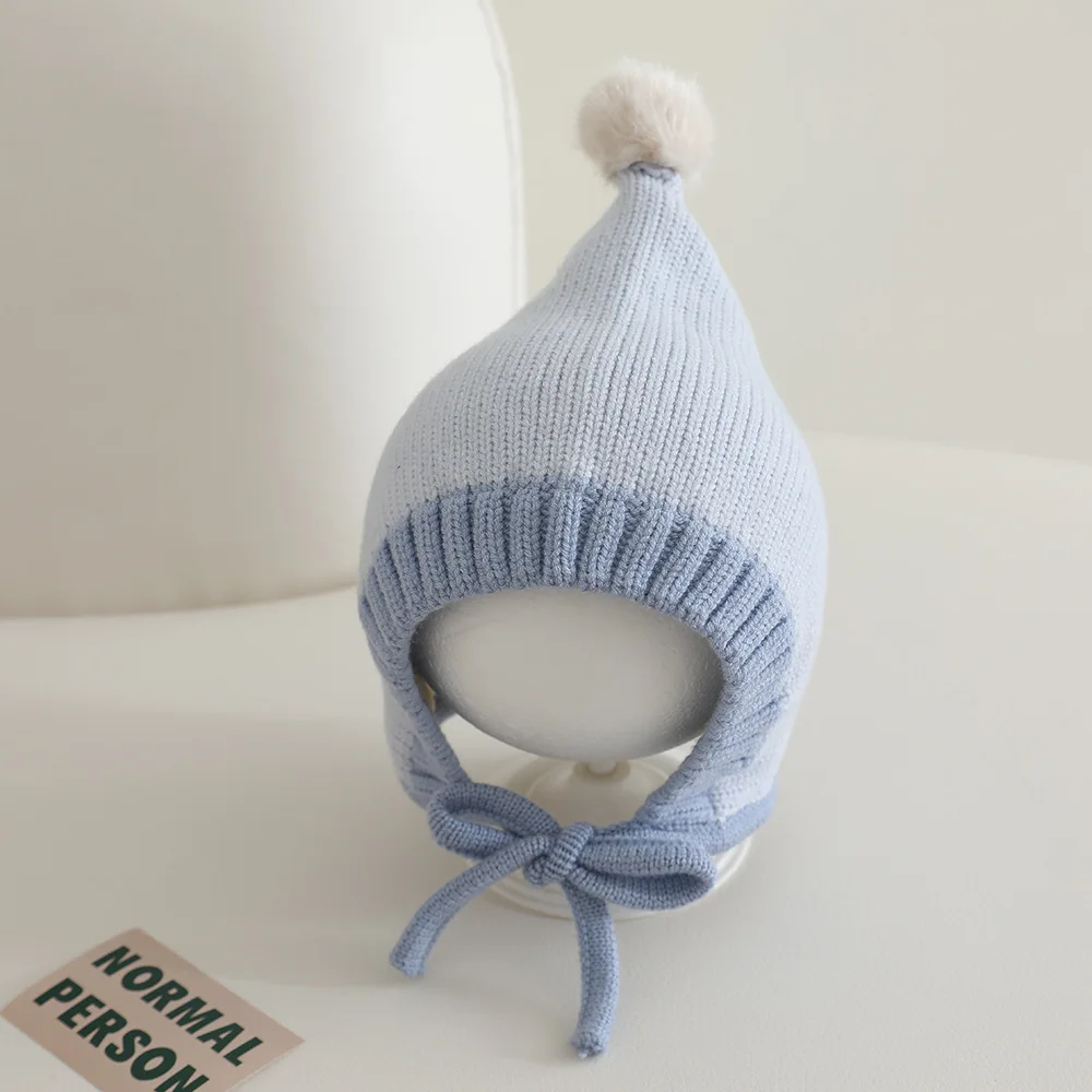 Children Thick Knitted Beanie Witch Hat Girls Pointed Ear Protection Windproof Warm Winter Cap Boy Cold Proof Sharp Point Hats