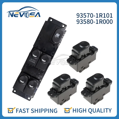 Nevosa-botón de interruptor de Control de ventana eléctrica delantera izquierda para pasajero, para Hyundai 2013-2017 Accent Solaris 93570-1R101 93580-1R000