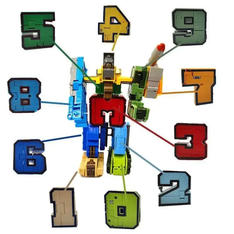 Robot de déformation des chiffres pour enfants, blocs éducatifs créatifs bricolage, assemblage de figurines d'action, transformation, cadeaux pour garçon, 1 pièce