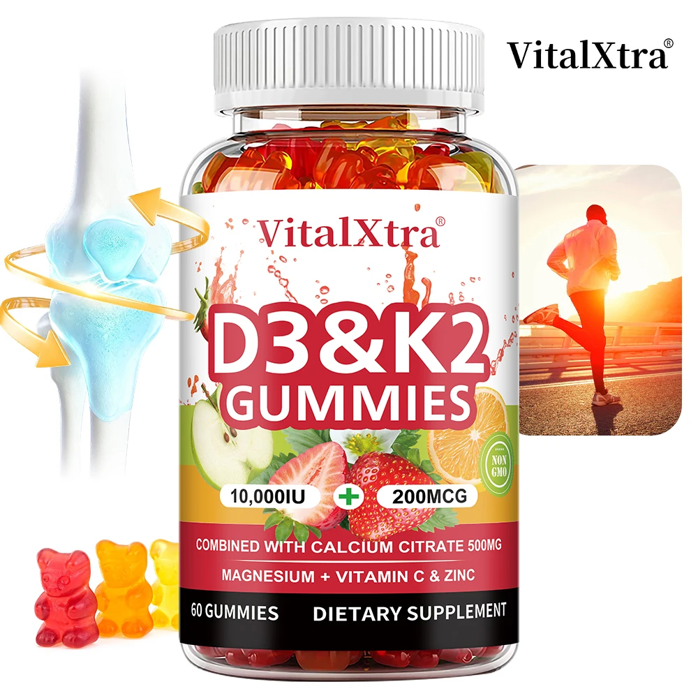 

Vitamin D3 + K2 - Supports Circulation, for Bone, Joint, Teeth and Skin & Immune Health, Immune Support, Promotes Muscle Healthy