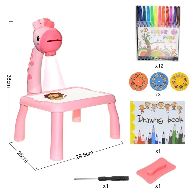 Children Led Projector Art Drawing Tablet Set Painting Tools Board Desk Writing Educational Toys For Girls Crafts Kids Learning