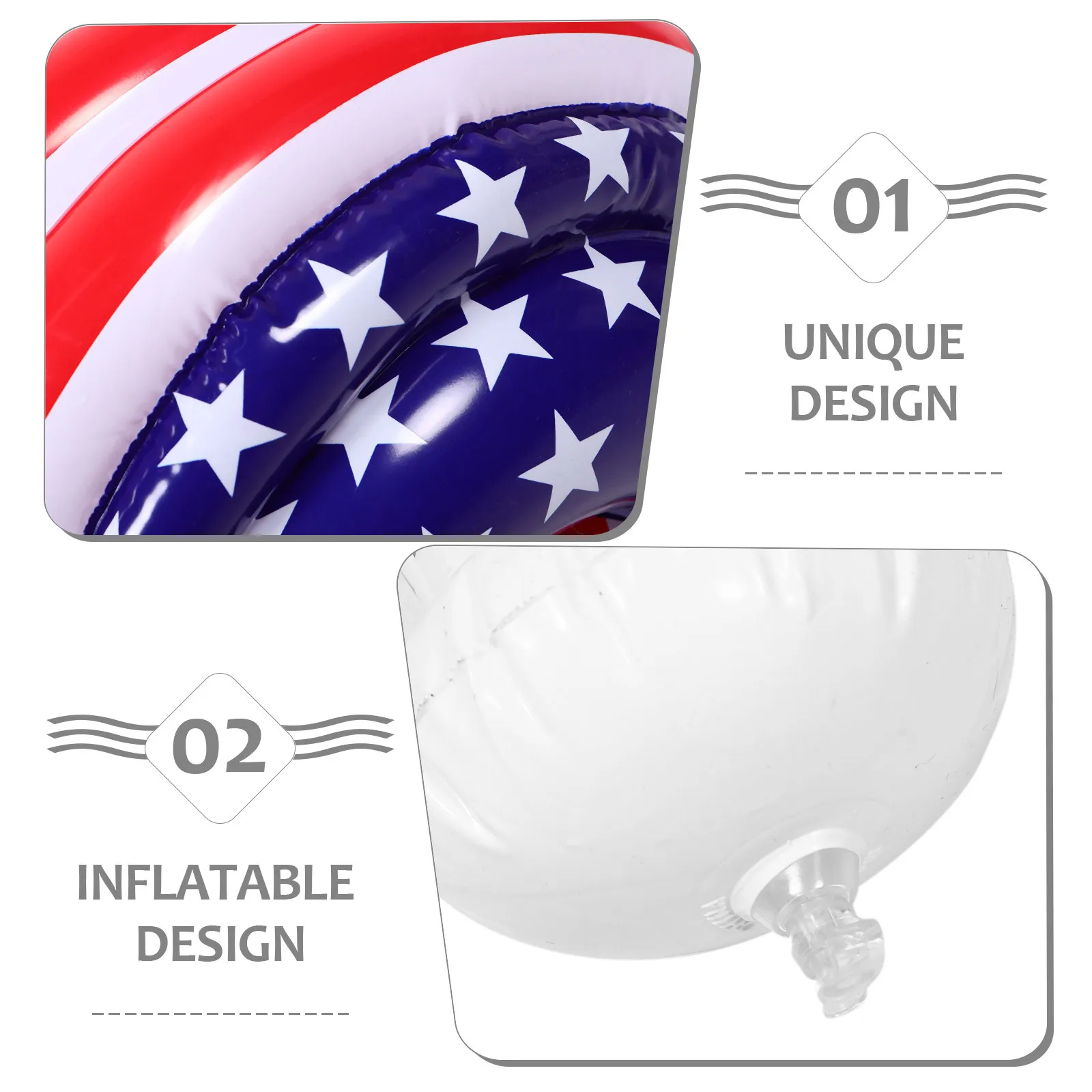 Casquette de Baseball gonflable avec drapeau américain, 1 ensemble, fournitures de fête à thème sportif, cadeaux du 4 juillet, décorations de piscine d'été