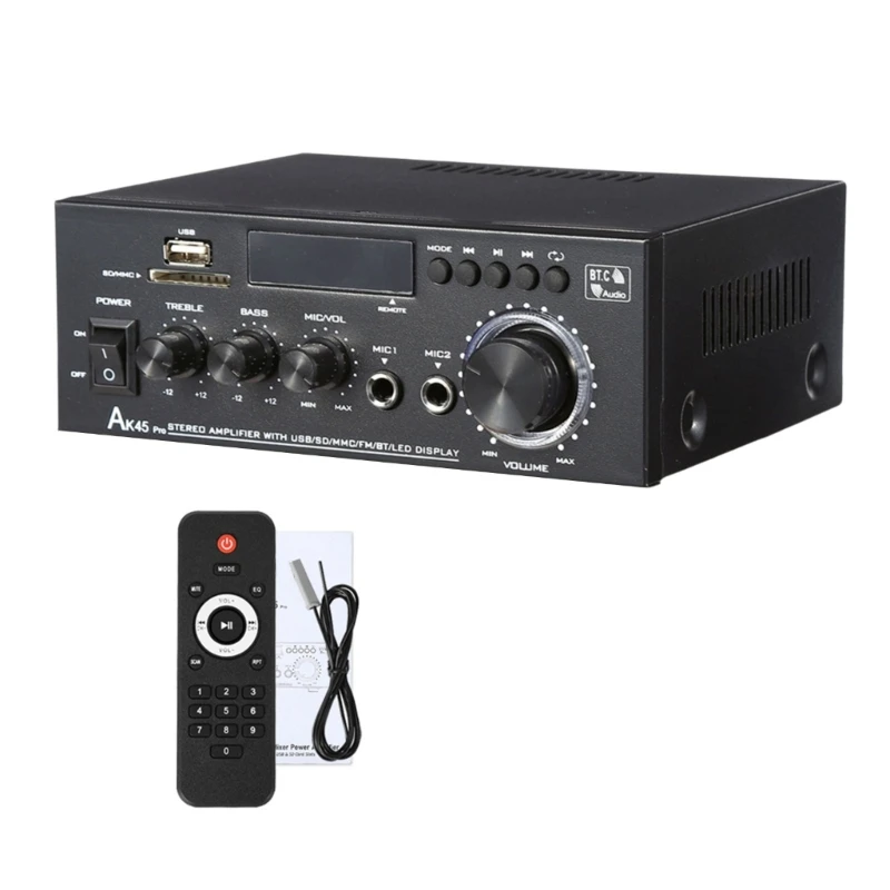 R91A Powerful 50W+50W 2Channel Home Stereo Receiver Bluetooth-compatible Stereo Amplifier for Theater,Karaoke,USB,Support