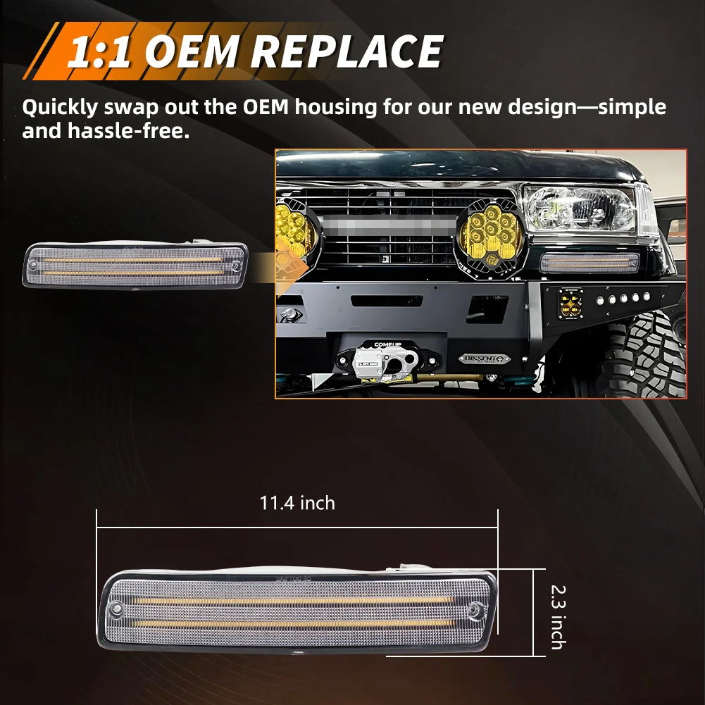 2 قطعة المصد الأمامي بدوره مصباح إشارة مصباح إيقاف السيارة DRL ضوء ث/LED ل 1991-1997 تويوتا لاند كروزر FJ80 1995-1997 لكزس LX450