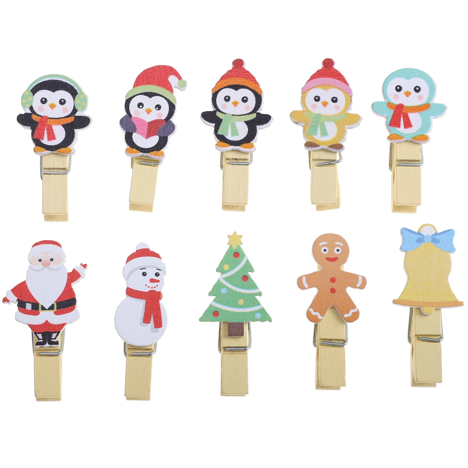 40 Pcs Xmas Cards Holders Photo Folder Christmas Wood Clips Office Paper Pegs Pin Memo