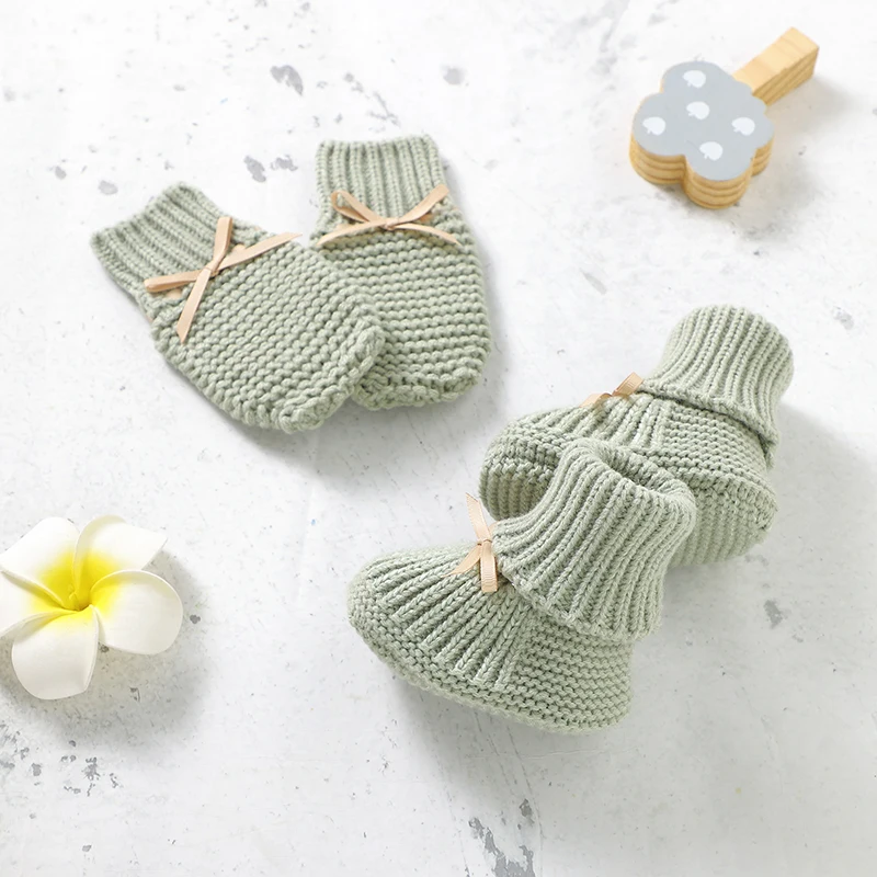 Baby First Shoes Knitted Soft-Soled Newborn Boy Girl Socks Shoes Boots Fashion Shoes+Gloves Sets Anti-slip Infant Unisex Booties