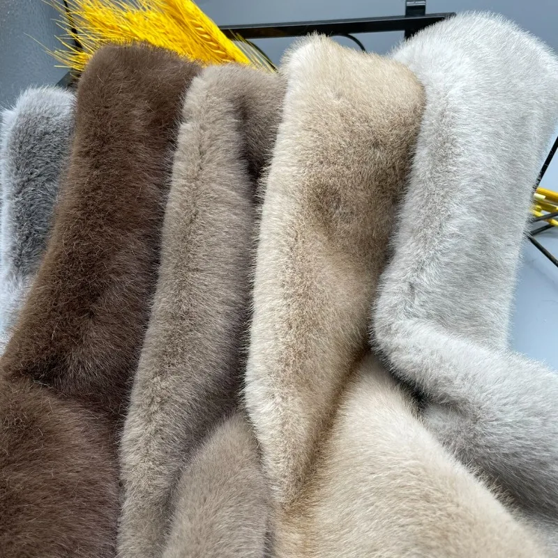 Tela de Piel Sintética de Visón Bicolor Plateado y Azul de 12 mm, de Pelo Corto, para Confección de Ropa, Fabricación de Muñecas, Material de Peluche, Manualidades, Bricolaje y Textiles para el Hogar