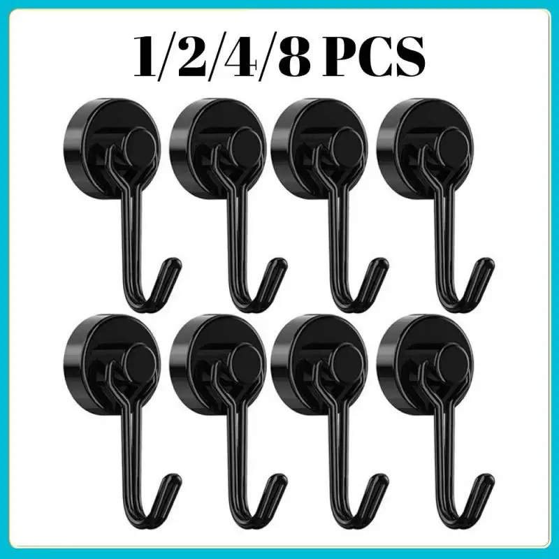 Heavy Duty Magnetic Hook, Strong Neodymium Magnets Hooks For Home, Refrigerator, Grill, Kitchen,Key Holder,Black, Multi-Purpose