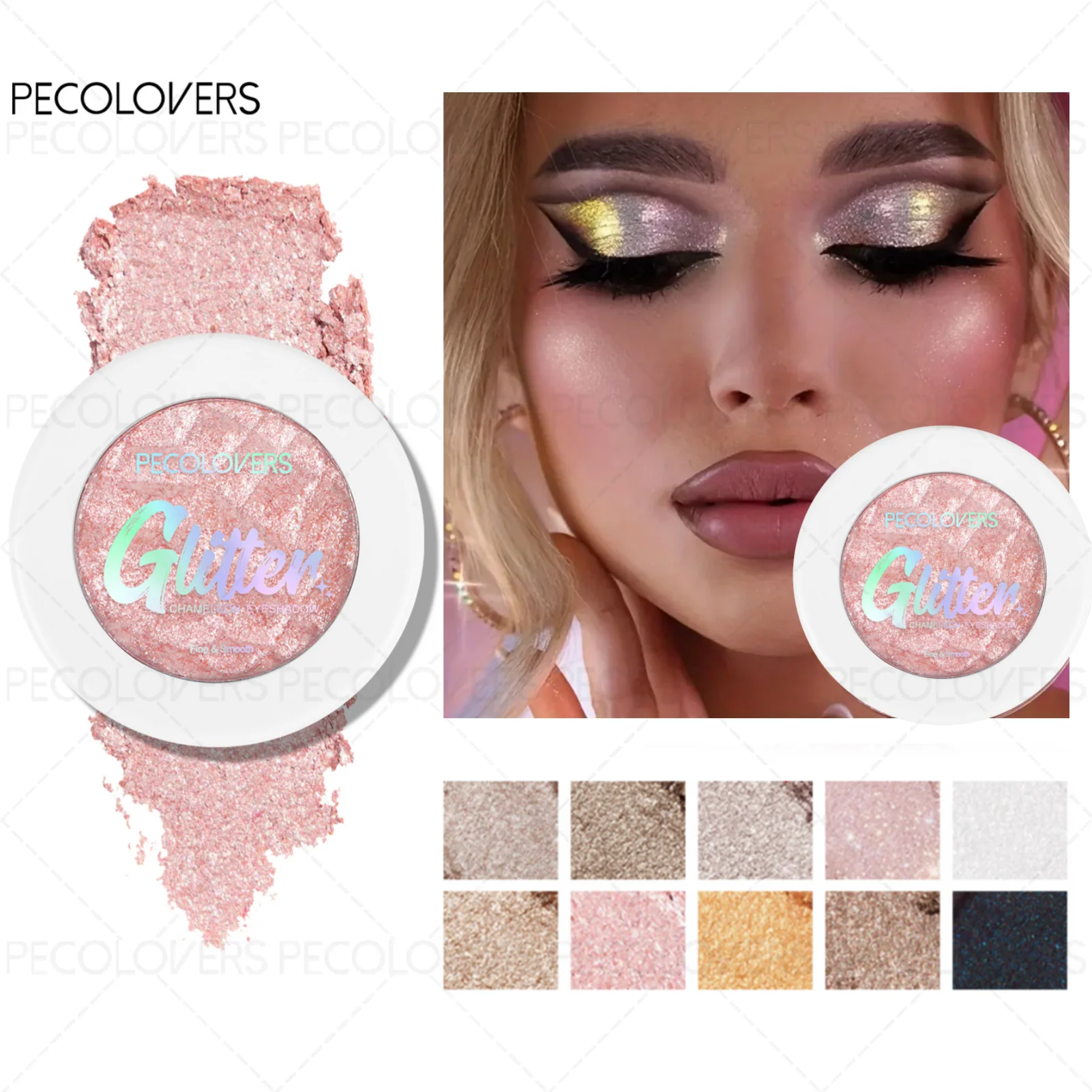 1PC Chameleon Eyeshadow Powder - Vibrant Pink Highlighter, Mashed Potato Texture, Long-Lasting Shimmer