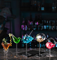 Creative Cocktail Glass - Mushroom/Swan/Heart/Octopus/Fish Design Cocktail Glass, Novelty Drink Cup for KTV Bar Night Party