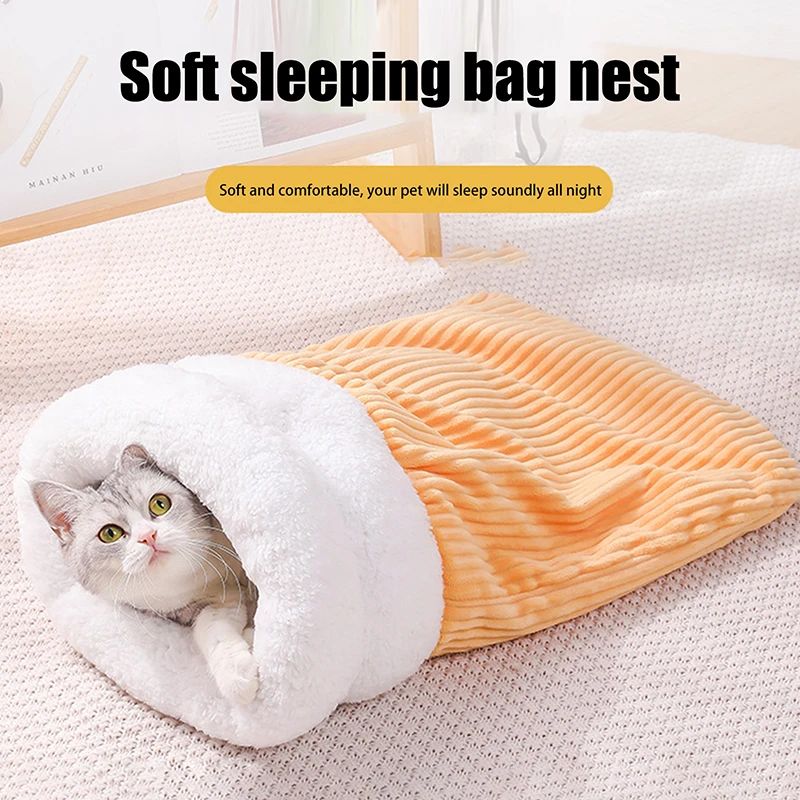 

Warm Cat Sleeping Bag Soft Cat Bed Comfortable Tunnel Cat Nest Closed Pet House For Cats Lovely Cat Nest Cat Accessories