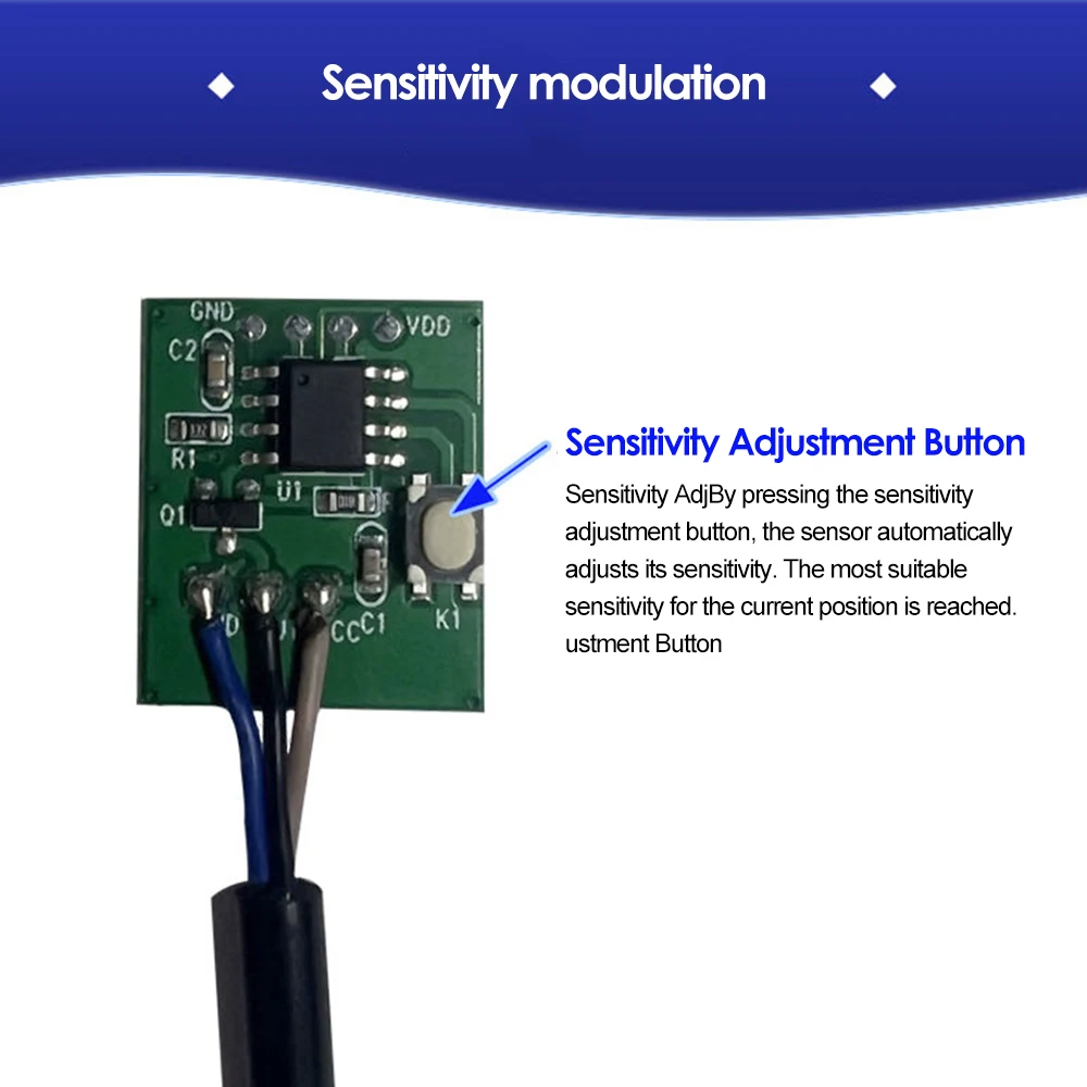 DC 5V Non Contact Liquid Level Sensor Switch Detector Outer Adhering Type Level Sensor Capacitive Liquid Level Switch NPN Output