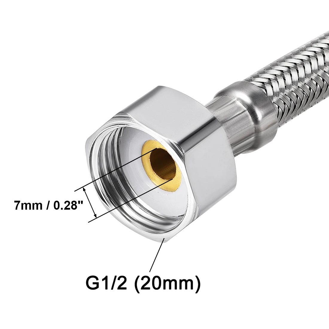 Tuyau tressé en acier inoxydable 304, G1/2, femelle 1/8NPT mâle, tuyau d'entrée d'eau chaude et froide, tuyau de connexion de toilette, 2 pièces